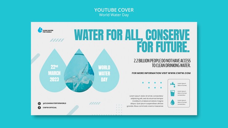 Kostenlose PSD youtube-cover-vorlage für den weltwassertag
