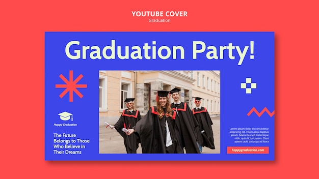 Kostenlose PSD youtube-cover-vorlage für die abschlussfeier