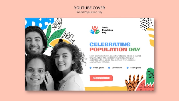 Youtube-cover-vorlage für die feier zum weltbevölkerungstag