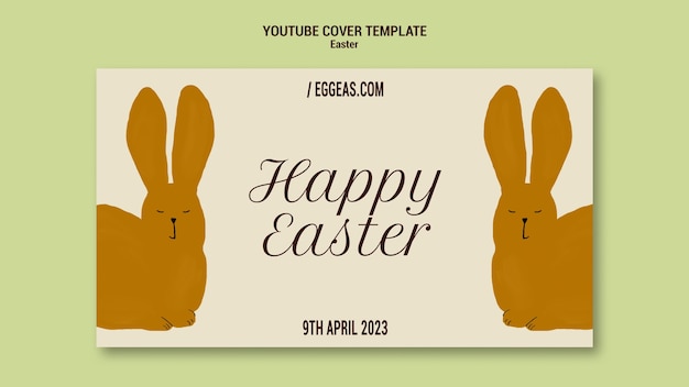 Youtube-cover-vorlage für die osterfeier im flachen design