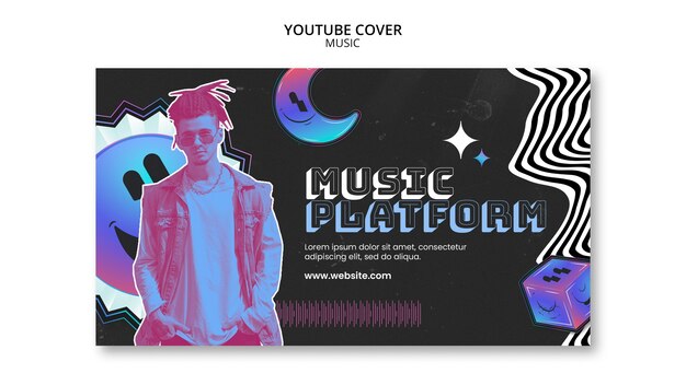 YouTube-Cover-Vorlage für eine Musikshow mit Farbverlauf