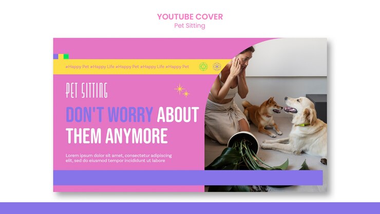 Kostenlose PSD youtube-cover-vorlage für einen job als haustiersitter