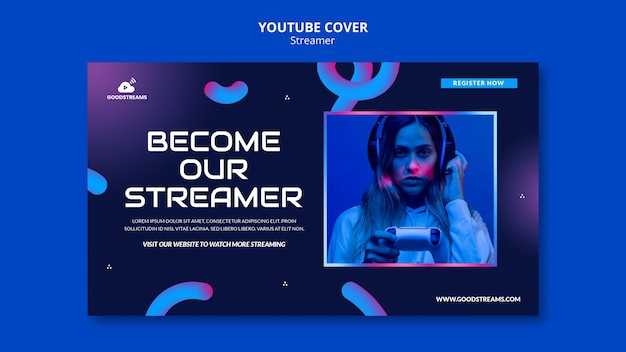 YouTube-Cover-Vorlage für Farbverlauf-Streamer