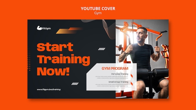 YouTube-Cover-Vorlage für Fitnessstudio und Fitness