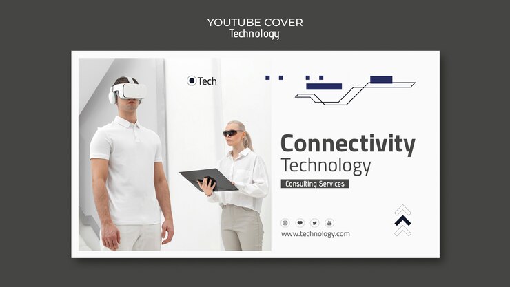 Kostenlose PSD youtube-cover-vorlage für geometrische technologie