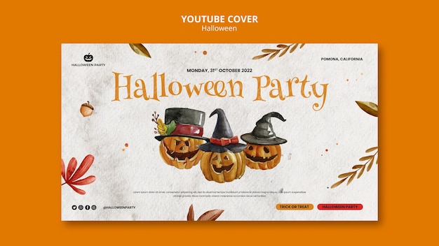 Kostenlose PSD youtube-cover-vorlage für halloween-feier