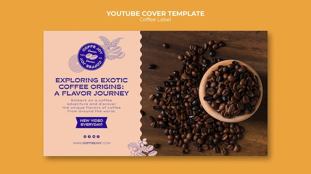 Kostenlose PSD youtube-cover-vorlage für kaffeeetikett