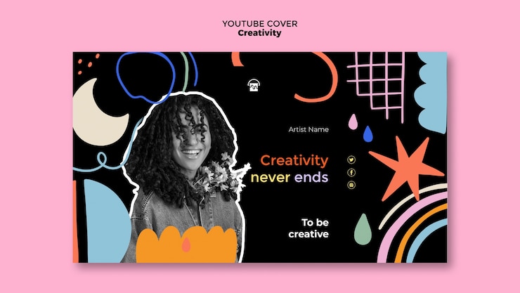 Kostenlose PSD youtube-cover-vorlage für kreativität