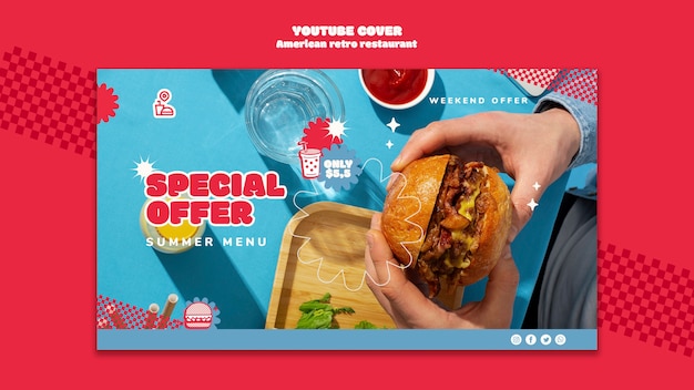 Kostenlose PSD youtube-cover-vorlage für leckeres essen