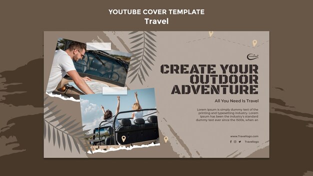 YouTube-Cover-Vorlage für Reisekonzept mit flachem Design