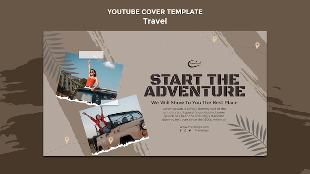 YouTube-Cover-Vorlage für Reisekonzept mit flachem Design