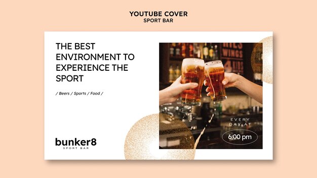 Youtube-cover-vorlage für sportbar mit bier