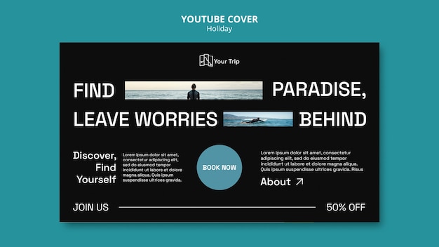 Kostenlose PSD youtube-cover-vorlage für surfurlaub