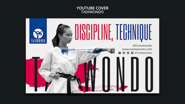 Kostenlose PSD youtube-cover-vorlage für taekwondo-übungen