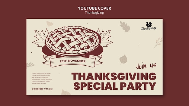 Kostenlose PSD youtube-cover-vorlage für thanksgiving-feier