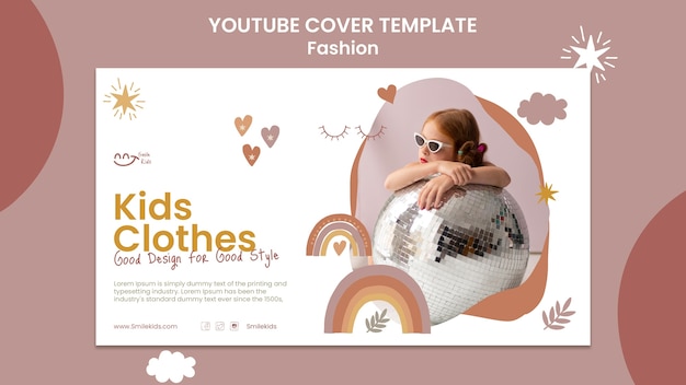 Kostenlose PSD youtube-cover-vorlage mit flachem design