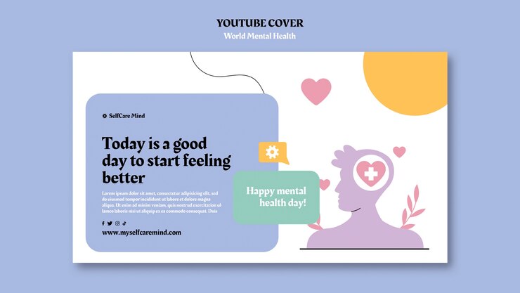 Kostenlose PSD youtube-cover-vorlage zum welttag der psychischen gesundheit
