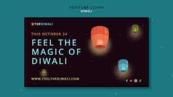 Kostenlose PSD youtube-cover-vorlage zur feier des diwali-festivals