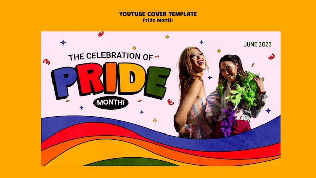 Kostenlose PSD youtube-cover-vorlage zur feier des pride month