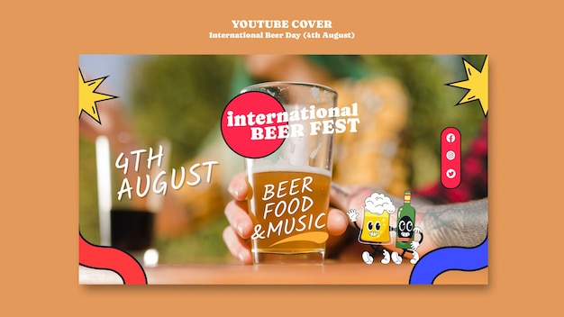 Kostenlose PSD youtube-cover zum internationalen biertag