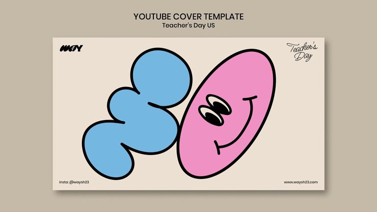 Kostenlose PSD youtube-cover zum lehrertag im flachen design