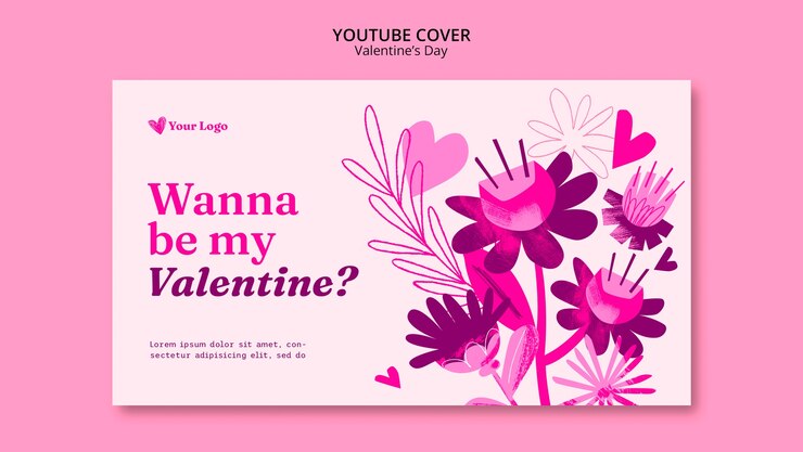 Kostenlose PSD youtube-cover zum valentinstag