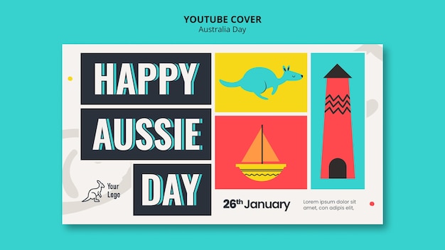 Kostenlose PSD youtube-cover zur feier des australischen tages