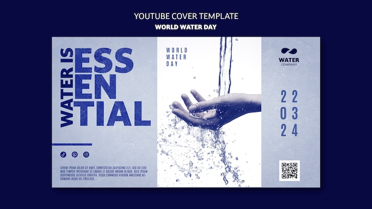 Kostenlose PSD youtube-cover zur feier des weltwassertages