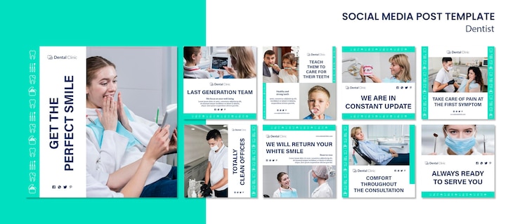 Kostenlose PSD zahnarzt social media post sammlung