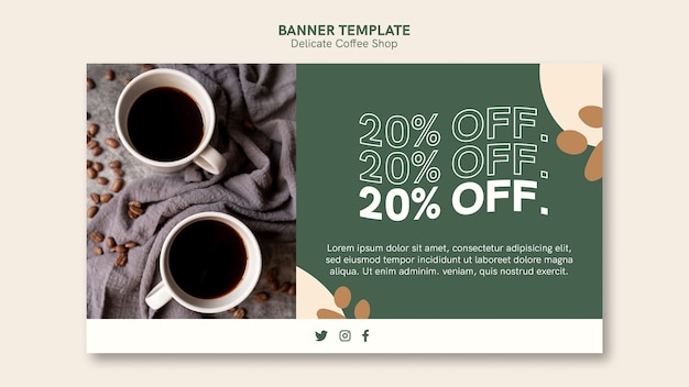 Kostenlose PSD zartes coffeeshop-bannerdesign