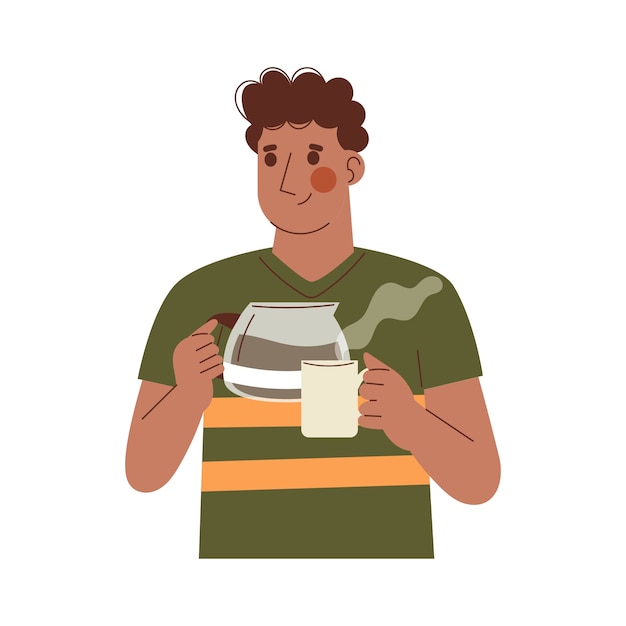 Zeichentrickfigur, die Kaffee trinkt