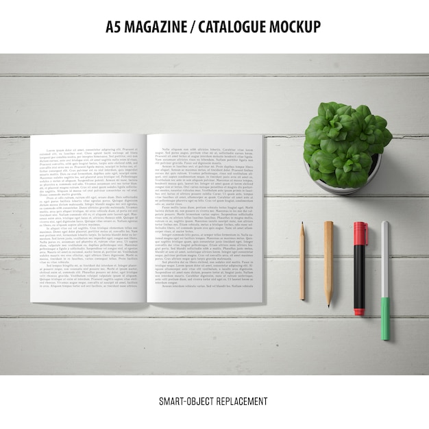 Kostenlose PSD zeitschriftenkatalog mockup