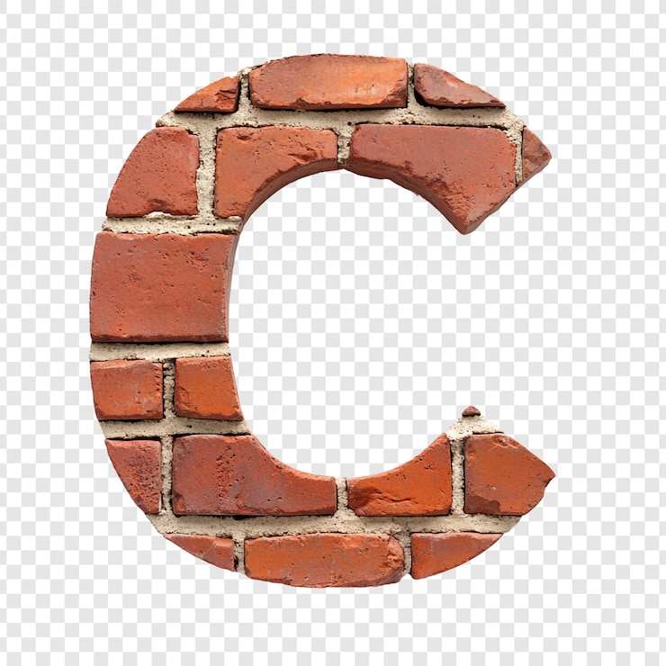 Kostenlose PSD ziegelsteinbuchstabe c ein rustikales alphabet