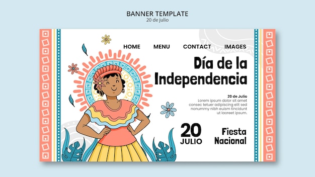 Kostenlose PSD zielseite zum unabhängigkeitstag kolumbiens