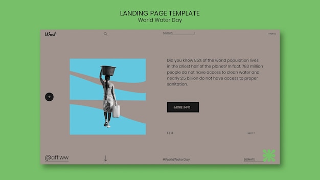 Kostenlose PSD zielseitenvorlage für den weltwassertag