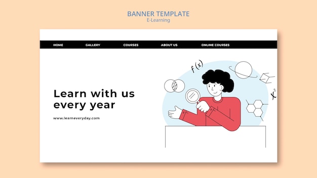 Kostenlose PSD zielseitenvorlage für e-learning und online-kurse