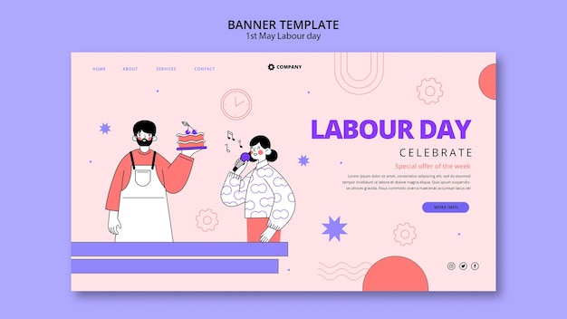 Kostenlose PSD zielseitenvorlage für feierlichkeiten zum tag der arbeit