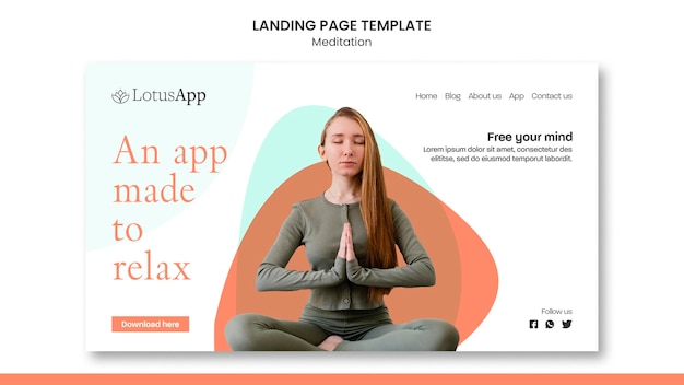 Kostenlose PSD zielseitenvorlage für meditations-lifestyle