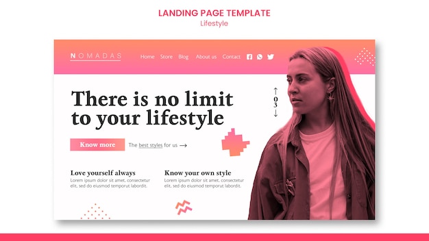 Kostenlose PSD zielseitenvorlage für mode-lifestyle