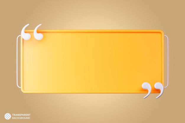 Zitate Frame-Box-Symbol isoliert 3D-Render-Illustration