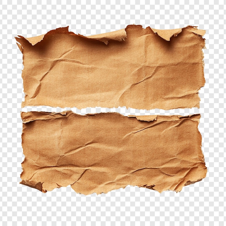Kostenlose PSD zwei stücke zerrissenes braunes papier mit grunge-textur-hintergrund