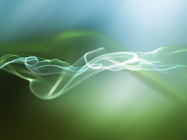 Gratis Foto 3d abstract science background with flowing particles