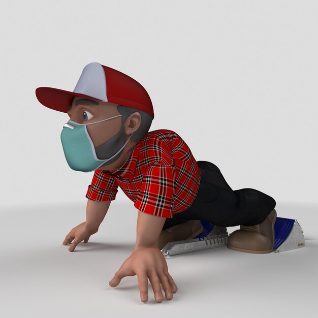 3d cartoon lumberjack character