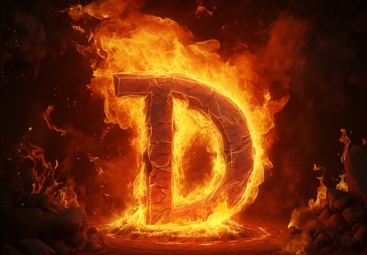 Gratis Foto 3d letter on fire with flames
