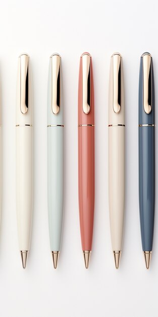 3d render of various fountain pens