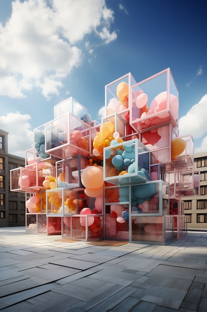 3D-rendering av abstrakt bygning
