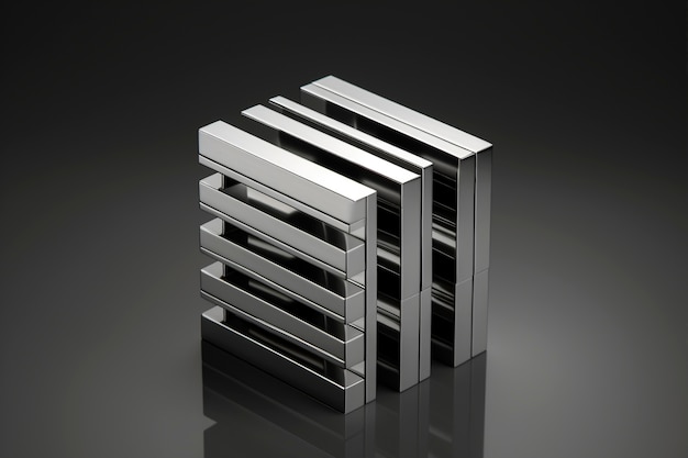 3D-rendering av abstrakt metallisk kube