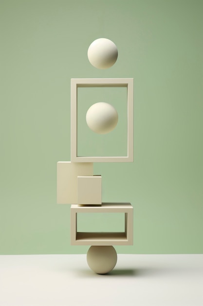 3D-rendering av geometriske former skulptur