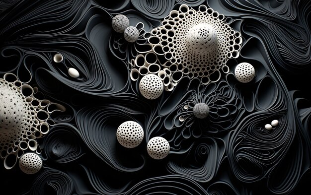 3d rendering of abstract black and white background