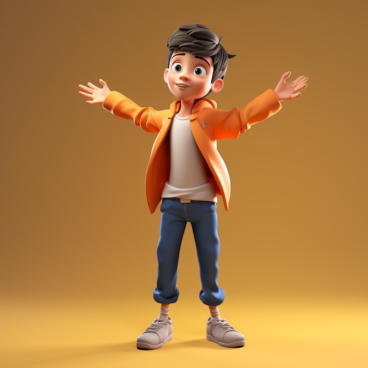 Gratis Foto 3d rendering of cartoon like boy